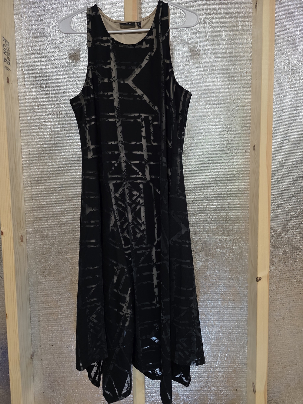 Apt. 9 Black and Taupe Geometric Asymmetrical Dress Size XL